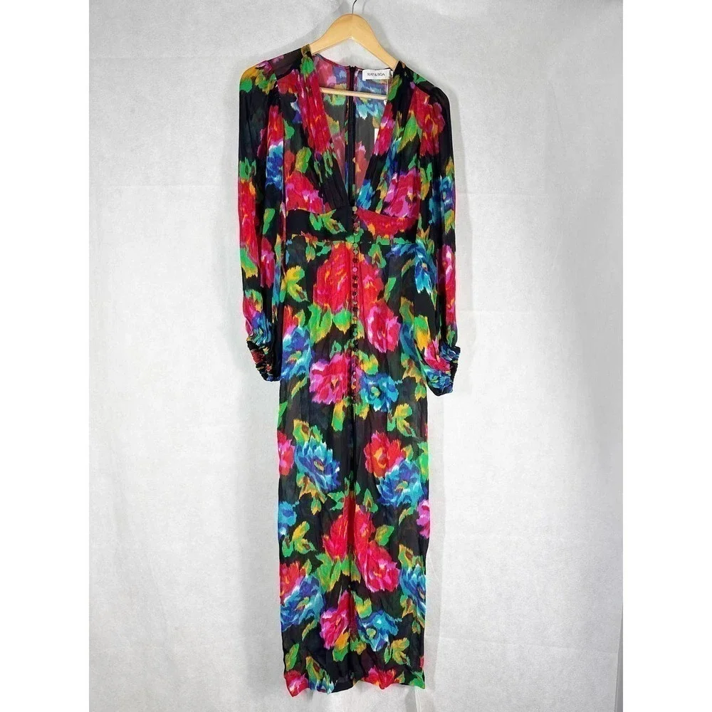Rat & Boa Ferreira Floral Print Maxi Dress Size Small